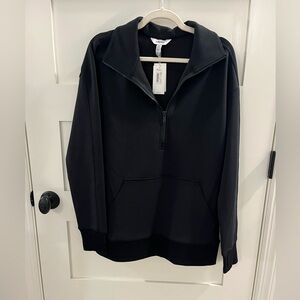 SPANX Women's Heavy Air Black Half-Zip Tunic